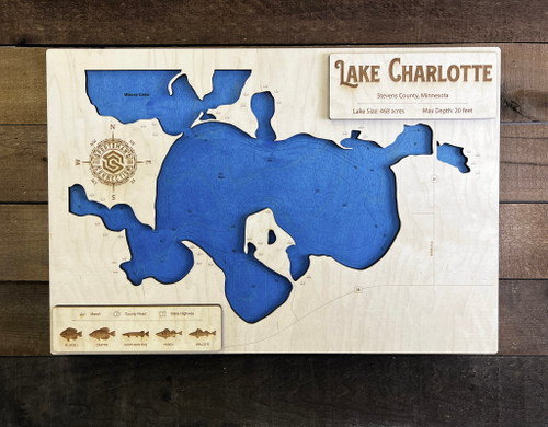 Lake Charlotte Wood Engraved Map