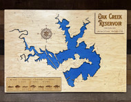 Oak Creek Reservoir  - Wood Engraved Map