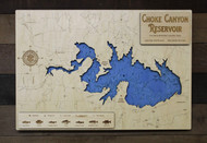 Choke Canyon Reservoir (25670 Acres) - Wood Engraved Map