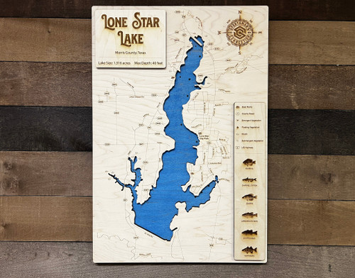 Lone Star (1516 Acres)  - Wood Engraved Map