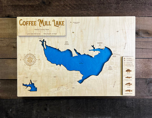 Coffee Mill (650 Acres)  - Wood Engraved Map