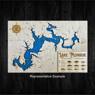 Lake Santee - Wood Engraved Map