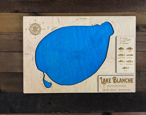 Lake Blanche - Wood Engraved Map