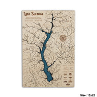 Lake Eufaula- Wood Engraved Map