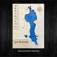 Theodore Roosevelt Lake- Wood Engraved Map