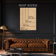 Golf engraved map sizes