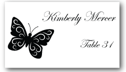 Place Cards - Black and White Butterfly - CorkeyCreations.com