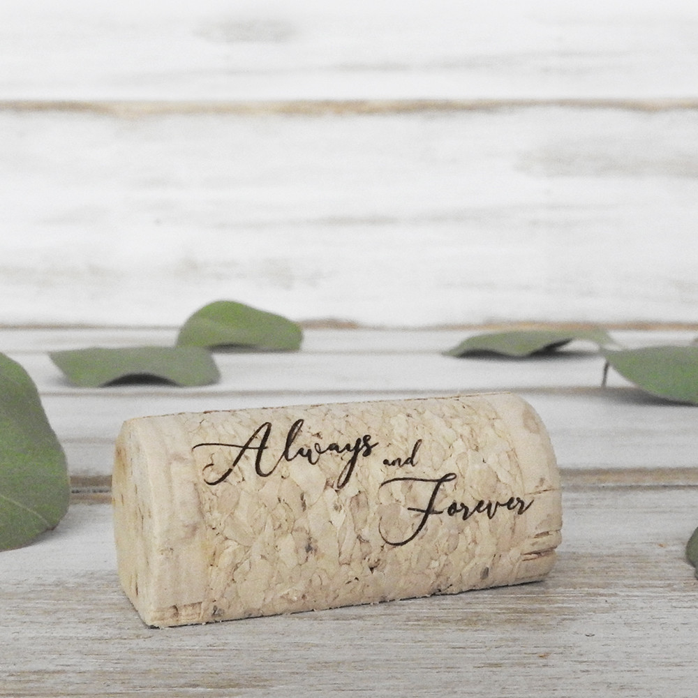 Custom Wine Cork Place Card Holders Always & Forever