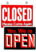 14.25" x 19" Uneaque Series Open-Closed Window Sign with Suction Cups - FREE SHIPPING