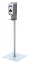 Floor Standing Round Pole Hand Sanitizer Dispenser Pump Stand. Made in USA.