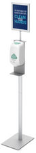 Floor Standing Oval Pole Hand Sanitizer Dispenser Pump Stand with 8.5 x 11" Sign Holder. Made in USA.