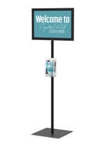 8.5" x 11" HORIZONTAL Insert Performance Series Pedestal Sign Holder with FIXED HEIGHT POLE, Black. Made in the USA
