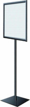 8.5" x 11" VERTICAL Insert Performance Series Pedestal Sign Holder with FIXED HEIGHT POLE, Black. Made in the USA