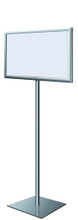 8.5" x 11" HORIZONTAL Insert Performance Series Pedestal Sign Holder with FIXED HEIGHT POLE, Silver. Made in the USA