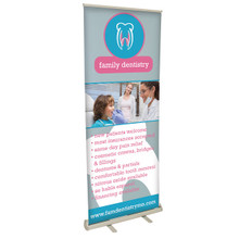 33" Wide Aluminum Standard Retractable Banner Stand, Silver.