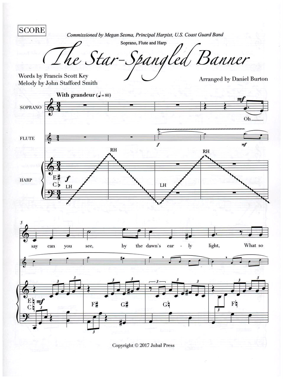 Burton The Star Spangled Banner Soprano Flute Harp