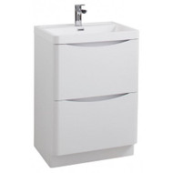 600mm Bali White Ash Free Standing Cabinet with Drawers & Basin