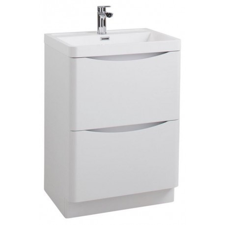 600mm Bali White Ash Free Standing Cabinet with Drawers & Basin