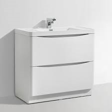 900mm Bali White Ash Free Standing 2 Drawers Cabinet with Basin