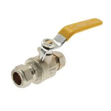 15mm Lever Ball Valve Compression - Yellow