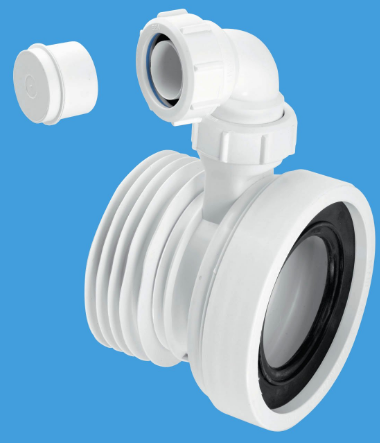 WC CON1V 97-107mm Inlet x 4"/110mm Outlet Straight Rigid WC Connector with 1¼" Universal Vent Boss
