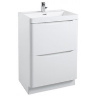 600mm Bali Gloss White Free Standing Cabinet with Drawers & Basin