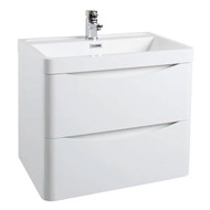 600mm Bali Gloss White Wall Mounted Cabinet with Drawers & Basin