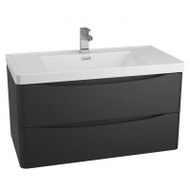 900mm Bali Black Wall Mounted Cabinet with Drawers & Basin