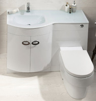 Pebble D Shape with White Glass Basin (left hand)