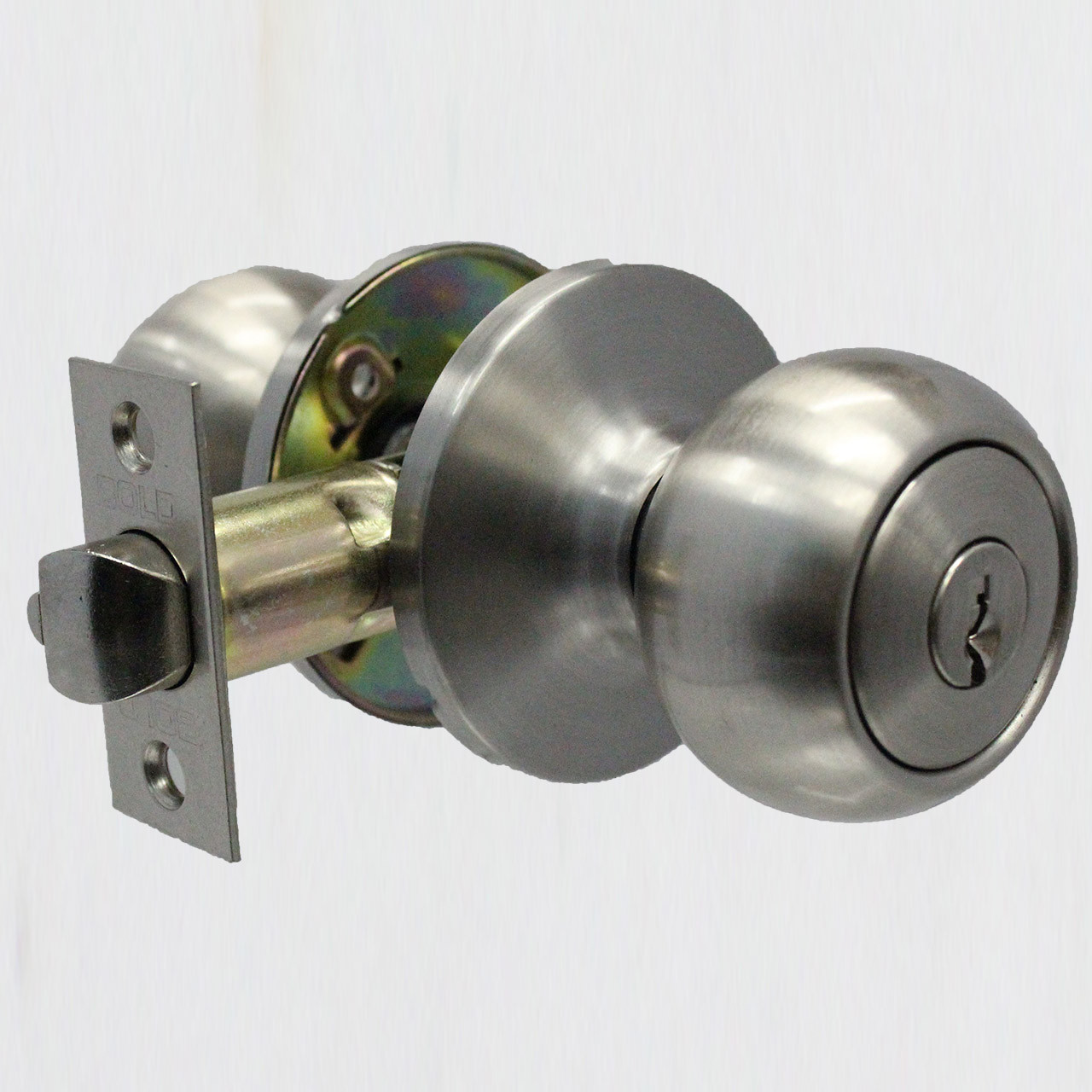 silver door knob with lock