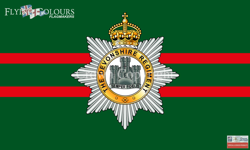 The Devonshire and Dorset 1st battalion Regimental colours flag