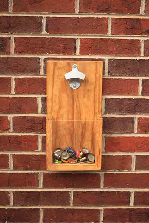 Custom Rustic Wall Hanging Bottle Opener Golden Oak West Cornhole