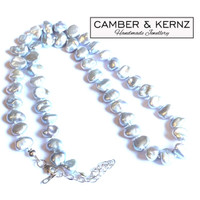 Silver/Grey Baroque Pearls & .925 Sterling Silver Necklace