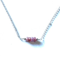 Pink Tourmaline .925 Bar Necklace
