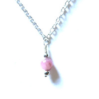 Round Pink Tourmaline .925 Sterling Silver Necklace