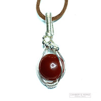 Carnelian & Moonstone Silver Plated Pendant