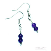 3mm Round Zambian Amethyst Bead Earrings (Oxidised)