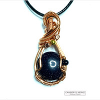 Blue Goldstone & Onyx Pendant