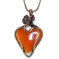 Carnelian & Garnet Heart Necklace