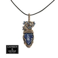 Image of N00355 Indian Sapphire pendant embellished with faceted Sri Lankan Sapphires