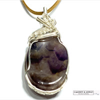 Oval Fluorite Thumb Stone & Quartz Necklace 