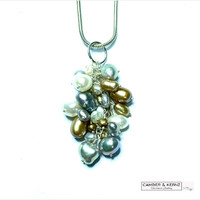 .925 Sterling Silver Pearl Scatter Necklace
