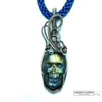 Labradorite Skull Necklace