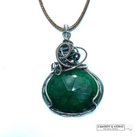 Oval Emerald & Hematite Pendant