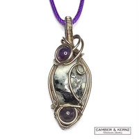 A0088 Moonstone, Amethyst and Tourmaline Pendant