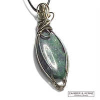 Silver plate wire wrapping around Ruby Zoisite image