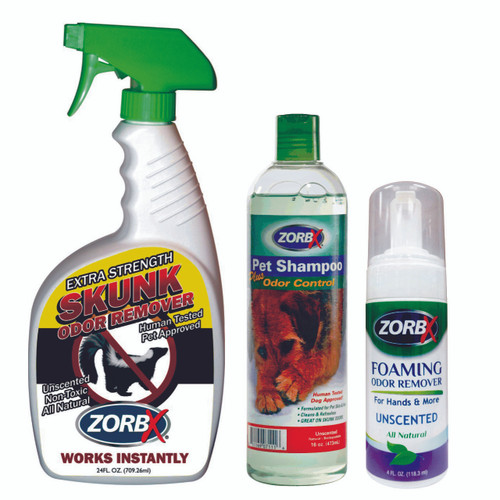 Skunk Kit (spray, shampoo, foamer) ZORBX