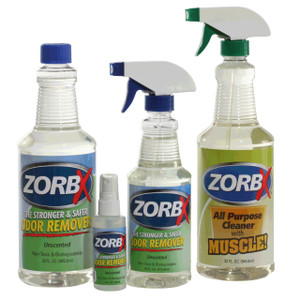 Eliminate odors and grease stains instantly with ZORBX unscented four piece value pack