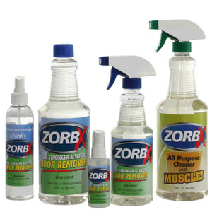 Eliminate odors and grease stains instantly with ZORBX unscented five piece value pack