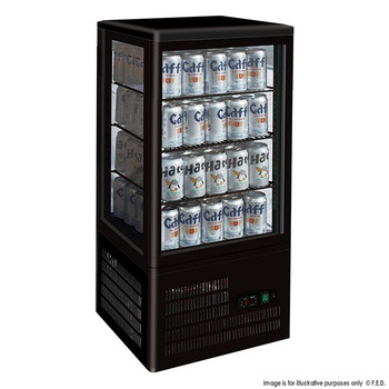 TCBD78B Four-sided Countertop Display Fridge BLACK Single door - 78 Litre